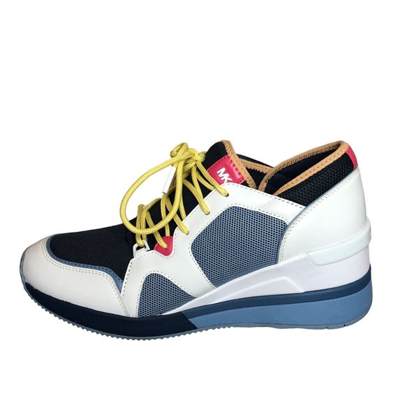 Michael Kors Wedge Trainer Womens 9M Blue White Sneakers Athletic Workout Shoes - Picture 6 of 16